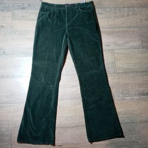 NYDJ Green Corduroy High Rise Flare Leg Pants 14